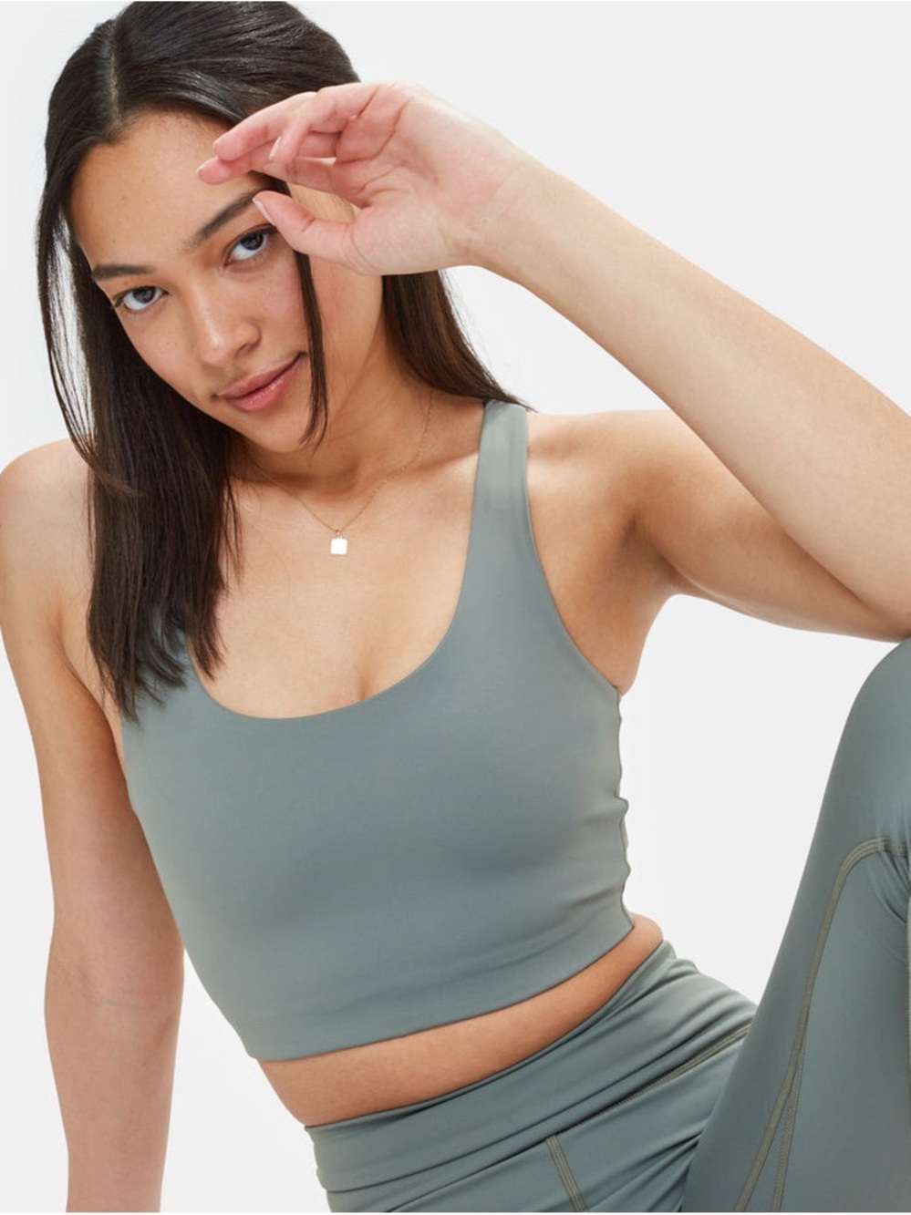tentree InMotion Longline Sports Bra Size S Agave Green